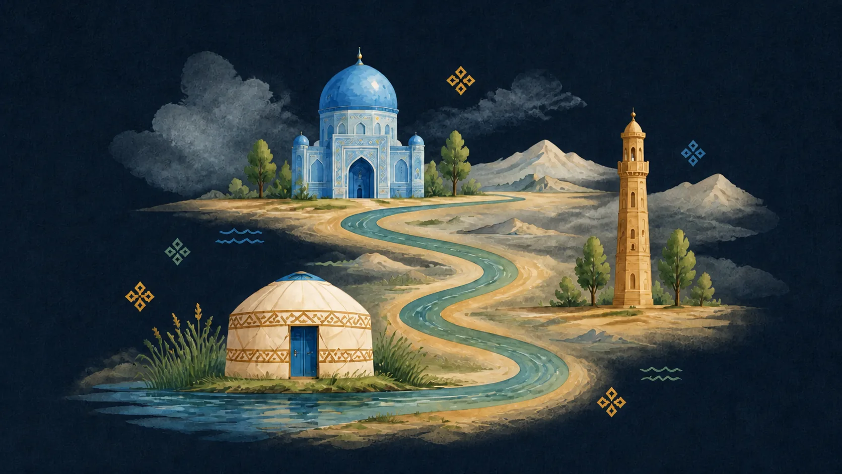 Illustration of Uzbek cultural landmarks